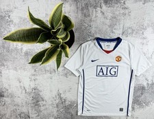 Vintage Manchester United 2008/2010 White Soccer Football T Shirt Jersey Kit