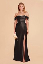 Birdy Grey Mia Dress Shiny Satin Black Size Large Bridesmaid Formal Dress