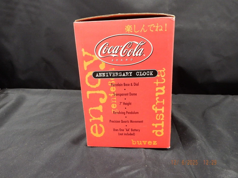 VTG Coca Cola Anniversary Dome Clock Coke Bottles-Quartz Movement-CCM46-NIB-C155 - Image 4 of 4