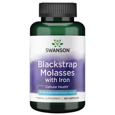 Swanson Blackstrap Molasses with Iron Capsules, 29 mg, 120 Count