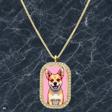 Amazing Cute Dog Puppy Pendant Necklace Graphic Design Classy Gold Tone Pure