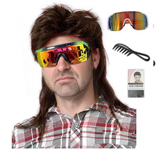 Mullet Wigs for Men 80S Costumes Fancy Party Accessory Cosplay Wig Dark Brown