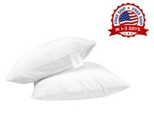 Juego De 2 Almohadas De Pluma De Ganso Para Dormir Tama o Queen Blanco NEW