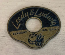 LEEDY & LUDWIG 50s Vtg BADGE Snare Bass Drum Logo Plate Emblem Escucheon Part US