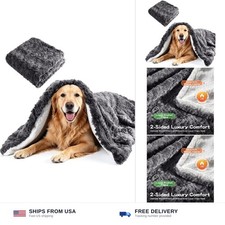 Dog Blanket for Small Medium Dogs, Double-Sided Plush, Dark Grey