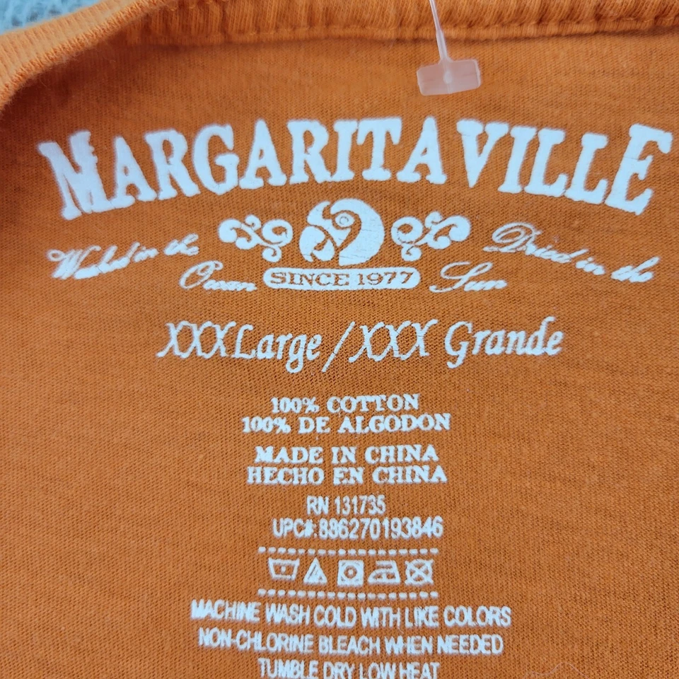 Camisa Margaritaville Para Hombres 3XL Naranja Logo Gráfico Manga Corta Pez Espada Foto 3 de 4