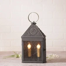 Harbor Lantern with punch Chisel in Kettle Black Tin