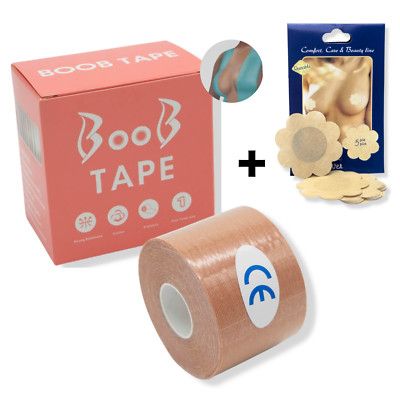 5cmx5m Brustband (Boob Tape) mit 10St. Brustwarzenabdeckungen Wasserdichte BH