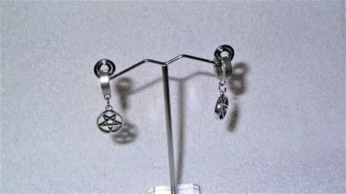 Punk Pentagram Earrings Hoop Pentacle Gothic Ear Stud Fashion Wicca Satanic Goth