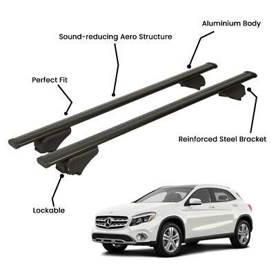 2 Pcs Black Roof Rack Cross Bars For  MERCEDES X156 GLA SUV 2014-2020