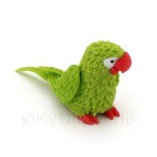 Handmade Dolls House Miniature Air Dried Clay Baby Green Parrots