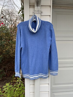 NWT Talbots Cozy Blue White Striped Long Sleeve Turtleneck 3X 22W 24W