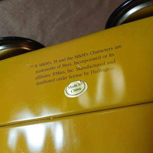 M&M's Mars Volkswagen Beetle Bug Car Metal Tin Yellow 6" Collectible empty - Picture 7 of 9