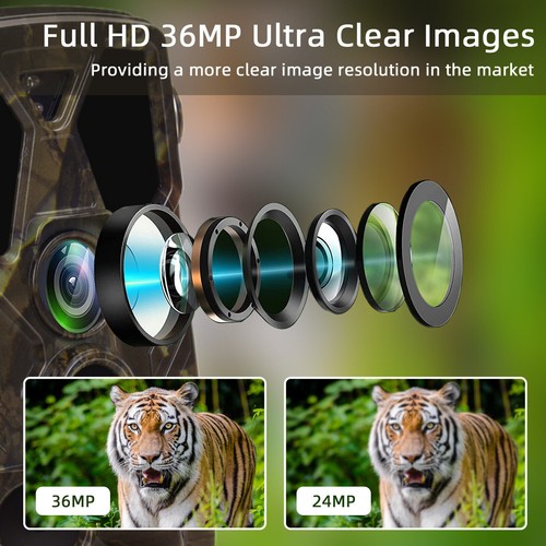 36MP WiFi &Bluetooth Trail Camera 4K Wildlife Hunting Game Cam Night Vision+32GB - Picture 12 of 13