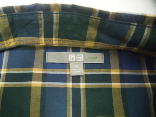 Uniqlo Mens Shirt M Green Blue Yellow Plaid Long Sleeve Button Down 100% Cotton - Picture 3 of 5