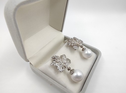 Genuine Huge 12.5mm White Pearl Earrings Moissanite Hallmark 925 Sterling Silver - Picture 4 of 21