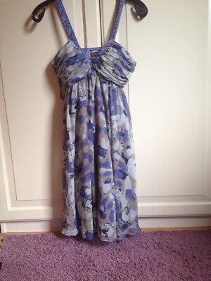 Lipsy Kleid Paisley MIDI Dress 90s Y2K Lana Del Rey Concert Coachella Blau Bleu