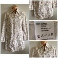 Full Circle Women’s Jacket 100% Cotton White Beige Pattern Mid Length Size M