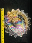 Vintage Federal  Starburst Flower Petal Plate - Clear Iridescent Carnival Glass