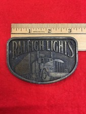 Raleigh Lights Cigarettes Tobacco Semi Truck Trucking 1980's Vintage Belt Buckle
