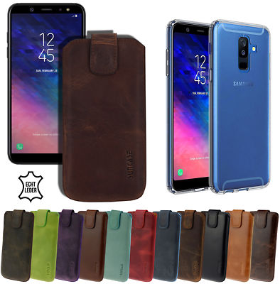 Samsung Galaxy A6 Plus 2018 Tasche Ledertasche Hülle Schutzhülle + Silikon Case