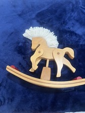 Wooden Rocking Horse With Yarn Mane And Moveable Legs That Make Clickety Clack