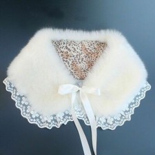 Ladies Faux Cony Fur Collar Scarf Shawl Neck Wrap Furry Fluffy Warm Lace Soft