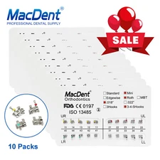 10pack MacDent Dental Orthodontic Brackets Mini/Standard Roth/MBT 018/022 3/345H