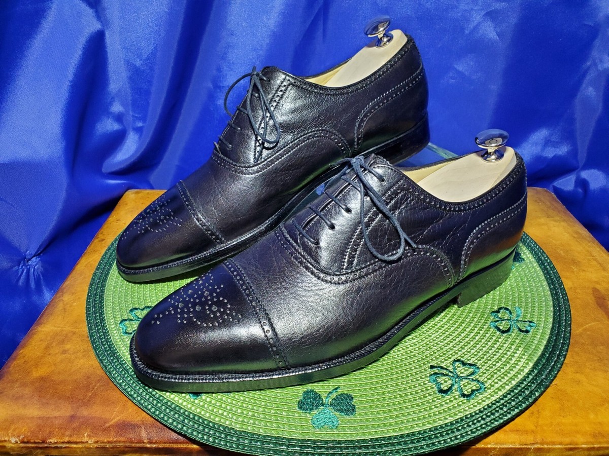 Hickey Freeman Black Leather Cap Toe Brogue Dress Oxfords  display picture 1