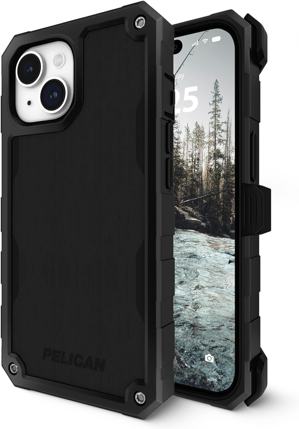 Pelican Shield (Magnetic) iPhone 15 Case - MagSafe, Belt Clip Holster, Black-image