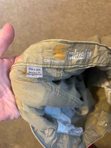 Carhartt Trousers Mens Size 38 Relaxed Fit Carpenter Workwear Beige Bottom Pants - Picture 8 of 8