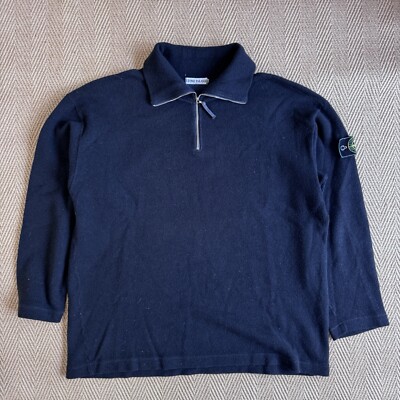 Vintage Stone Island 1/4 Zip Fleece Sweatshirt Jumper Pullover XL
