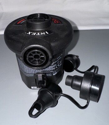 Intex Quick-Fill Air Pump 68638E Portable Indoor Outdoor W/Nozzle Batteries Req