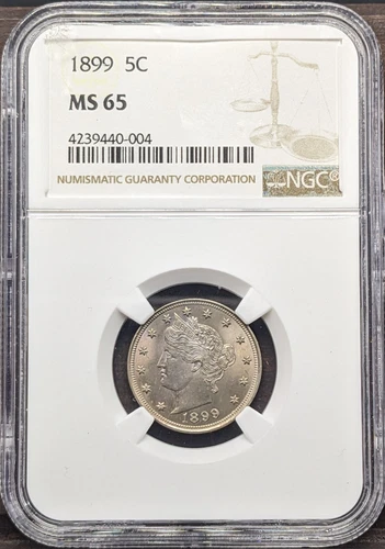 1899 5C V Liberty Nickel NGC MS65