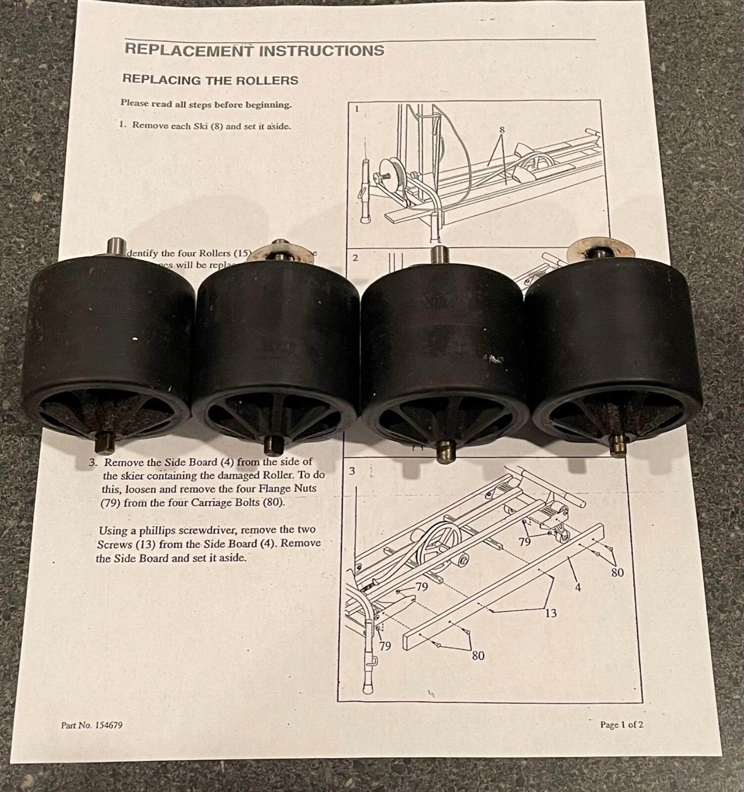 Nordic Track NordicTrack Ski Machine parts 4 End Idle Rollers USED with