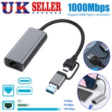 Fast USB C to Ethernet Adapter Gigabit LAN Network Dongle Plug & Play Aluminum​