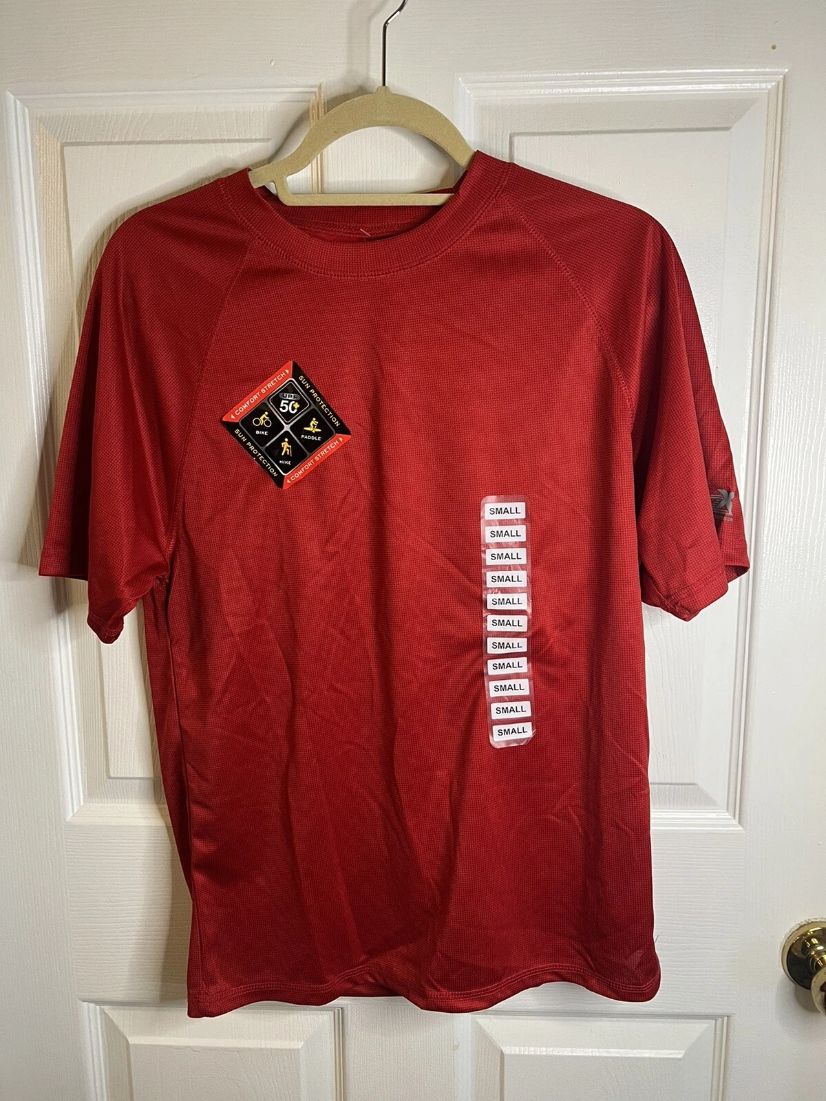 ZeroXposur Men's Short Sleeve Rash Guard Sun Protection Tee Red Size Small