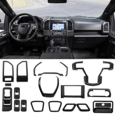 ✅21x Carbon Fiber Full Kit Interior Console Set Cover Trim For Ford F150 2015-20