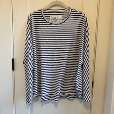 Frank Eileen Anna Long Sleeve Jersey Capelet Navy French Stripe sz M FLAW