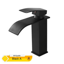 Black Waterfall Bathroom Faucet Basin Vanity Vessel Sinks Mixer Tap Cold and Hot