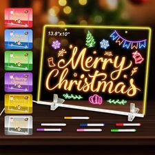 LED Note Board 7 Colors Acrylic Dry Erase Board Light Drawing Board Kids/Adults