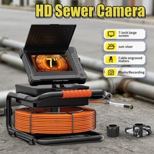 7" Sewer Pipe Inspection Camera Drain Pipeline Endoscope Self-Leveling 512Hz 50M