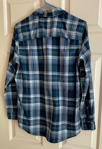 Eddie Bauer Travex Damen Hemd Gr. S blau kariert Knopf Rollriegel lang Slv Taschen - Bild 4 von 7