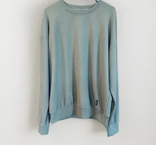 Comfrt Mens Green Waffle Knit Sweatshirt Top Size L Green Lightweight Thermal