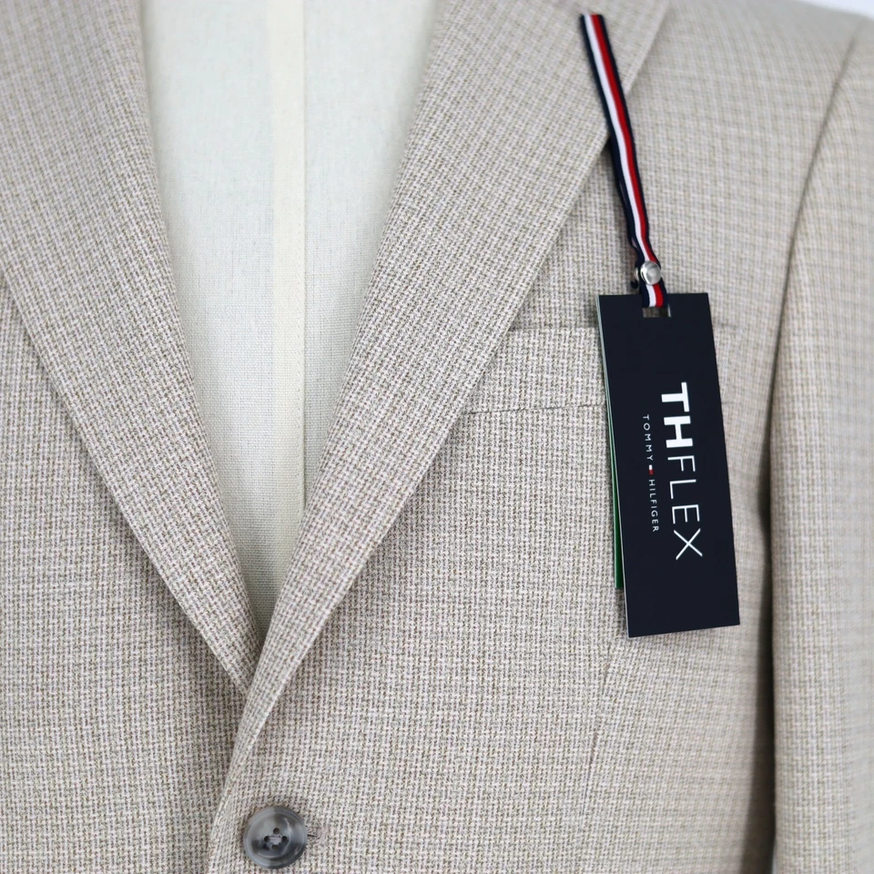 Blazer Traje Tommy Hilfiger Para Hombre Blanco/Tostado Cuadros Conrad Ajuste Moderno Talla 40S Foto 4 de 4