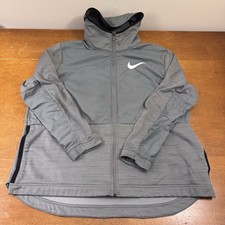 Nike Jacket Mens 2XL Gray Dri Fit Hoodie Full Zip Basketball Warm Up