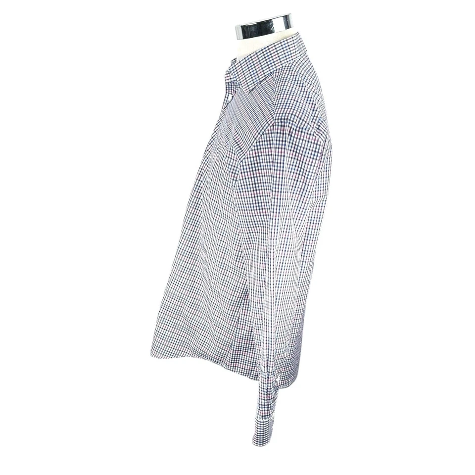 Luciano Barbera Shirt Mens Large Blue Pink Gingham Long Sleeve Button-Up Cotton - Image 4 of 4
