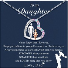 Daughter Necklace from Dad Daddy Father Valentines Birthday Gifts for Kids Girls