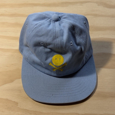 NissA Blue Solid Baseball Cap Hat, Smiley Logo, Adjustable, One Size