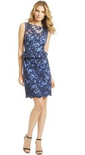 Lilly Pulitzer Kiri Blue Lace Peplum Cutout Back Sleeveless Sheath Dress Size 4